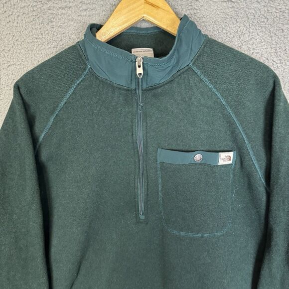 North Face Sweater Men's XL Green‎ Fleece Quarter Zip Pullover Outdoor - Picture 2 of 8